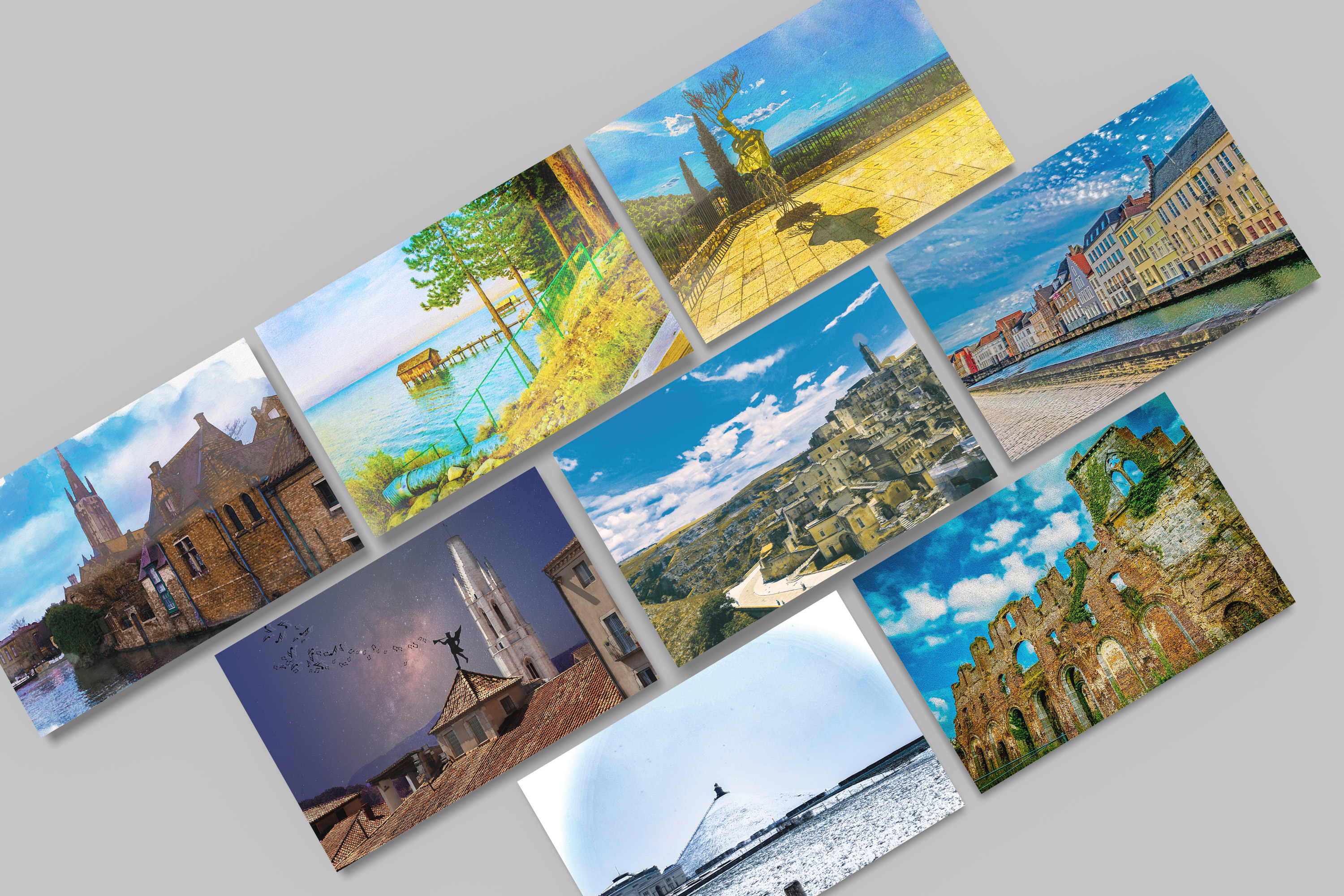 Serie painting illustration postcards